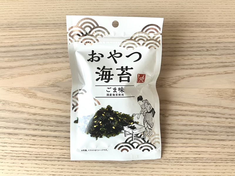 カルディ もへじ おやつ海苔 ごま味 パッケージ表面 青海波模様
